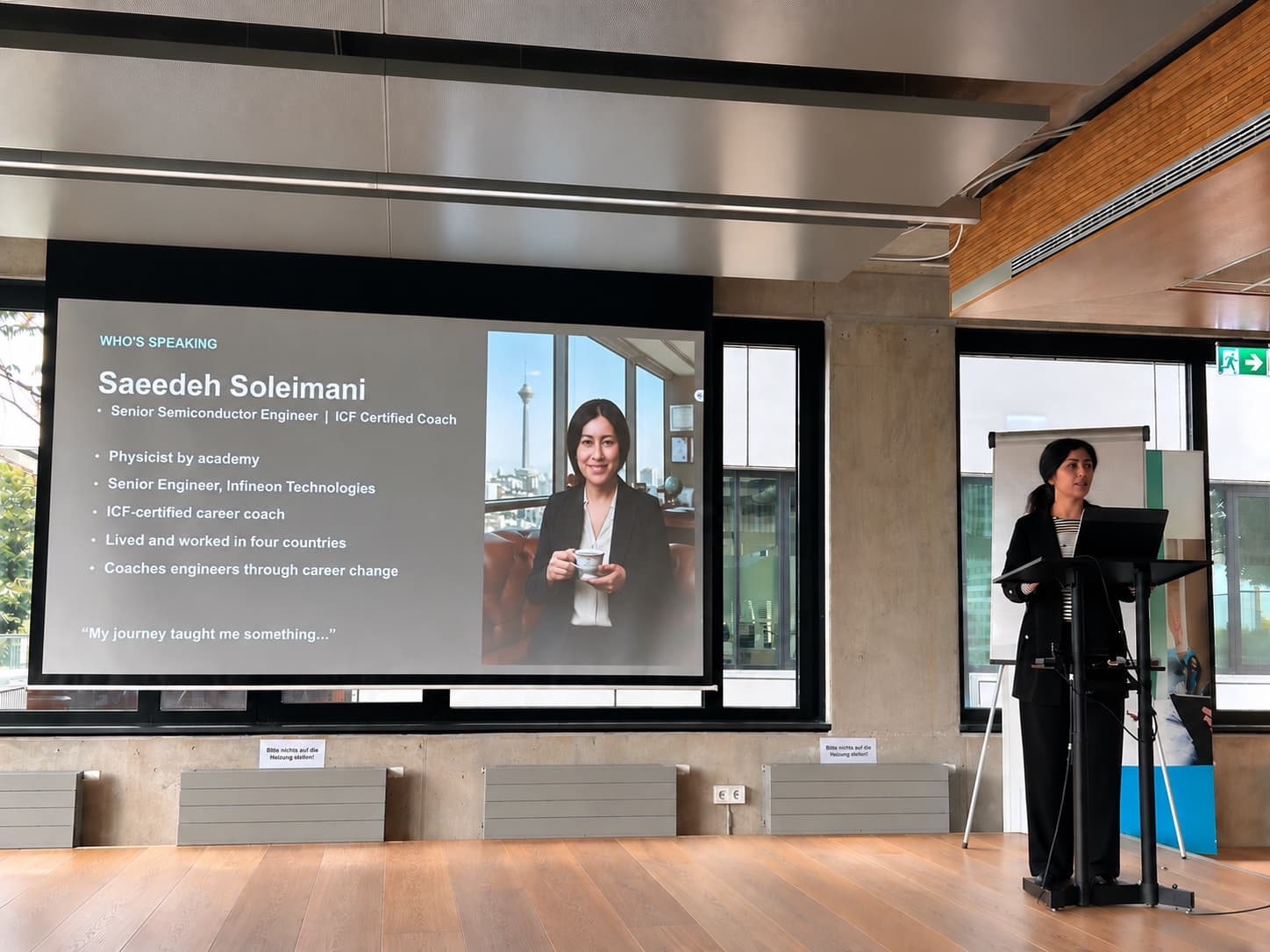 Saeedeh Soleimani presenting at a conference