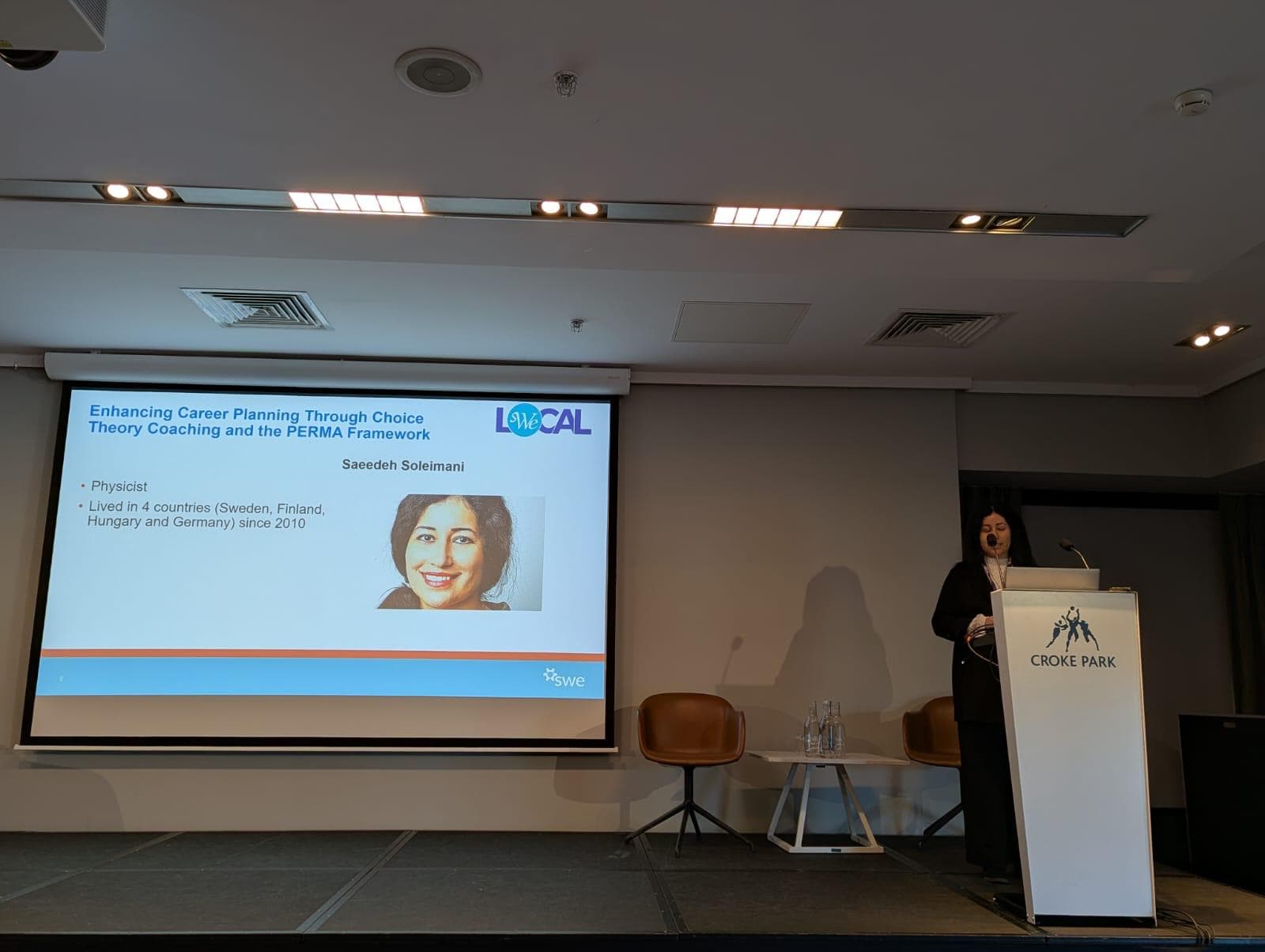 Saeedeh speaking at Society of Women Engineers (SWE), WE Local Dublin